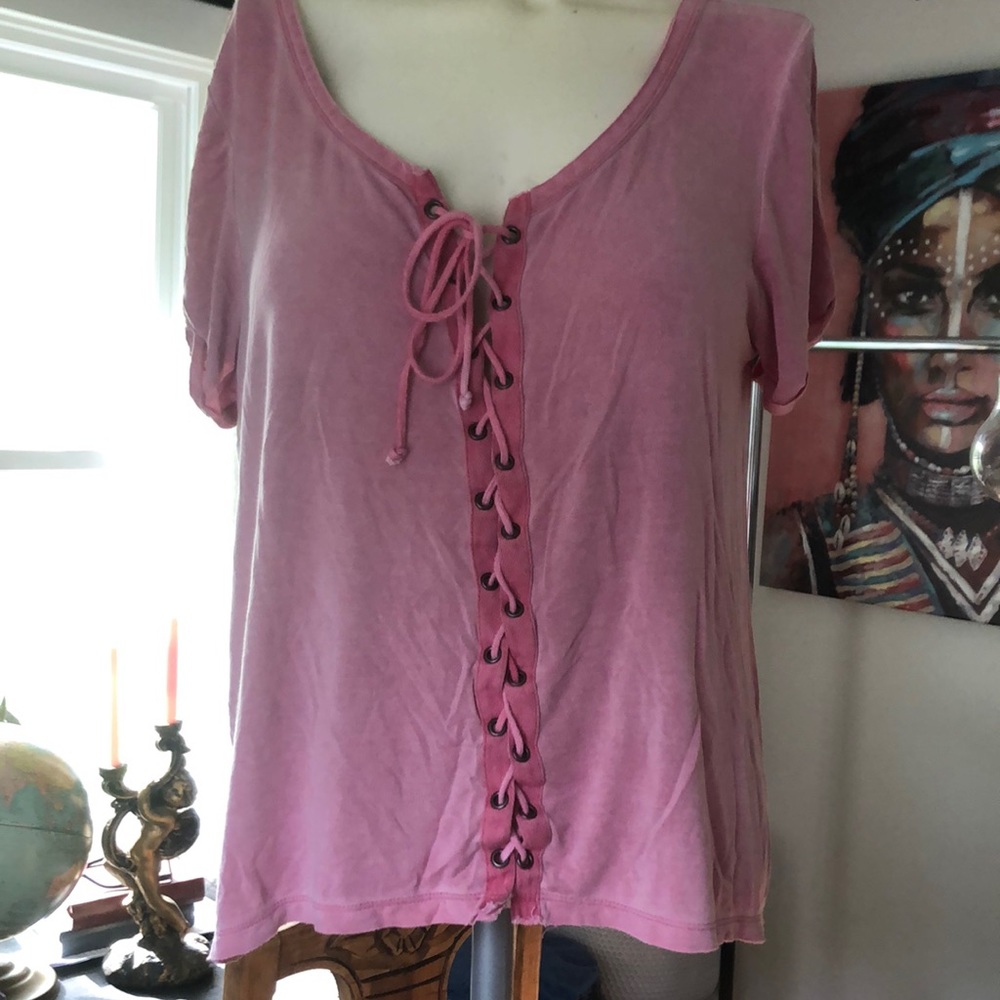 AEO Super Soft and Sexy Lace up Tee